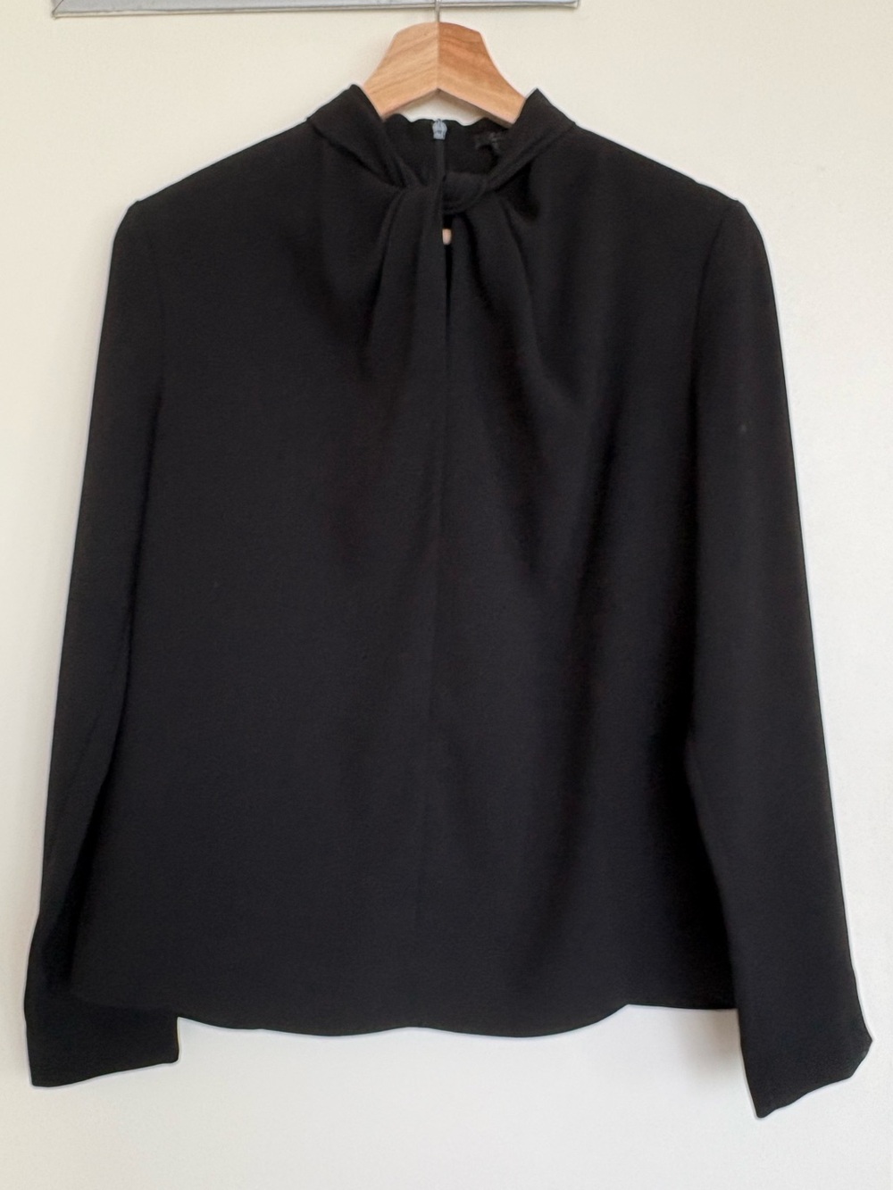 COS Black Long-Sleeve Tie-Neck Top
